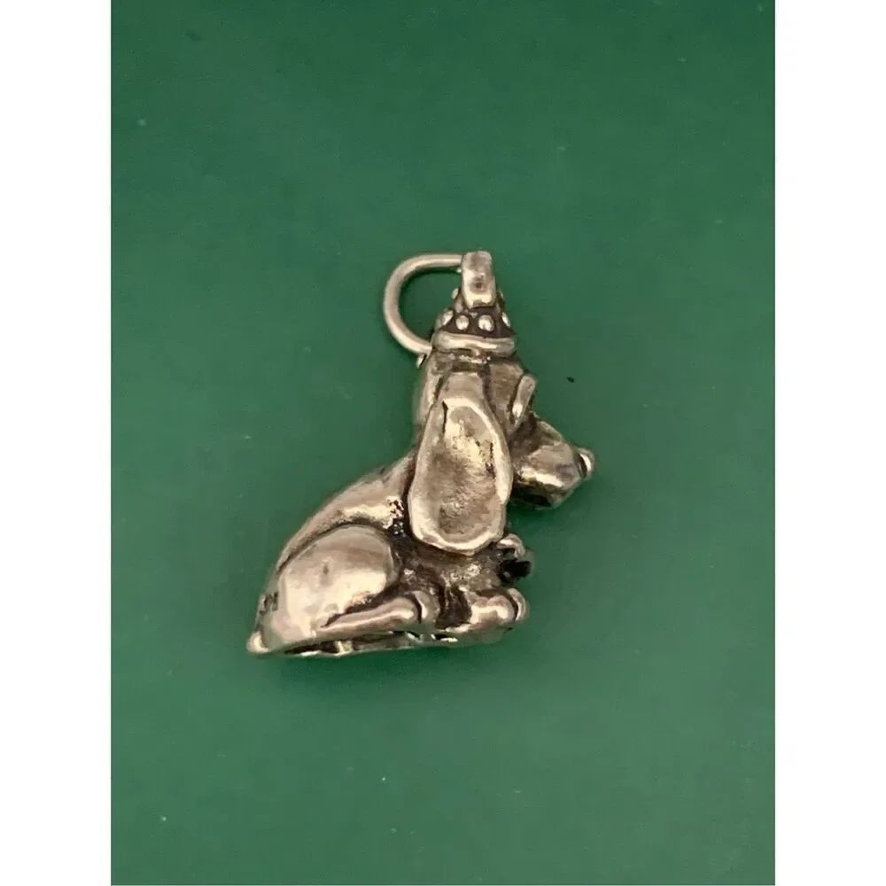 Party Dog Sterling Silver Jewelry Charm #family pet #party